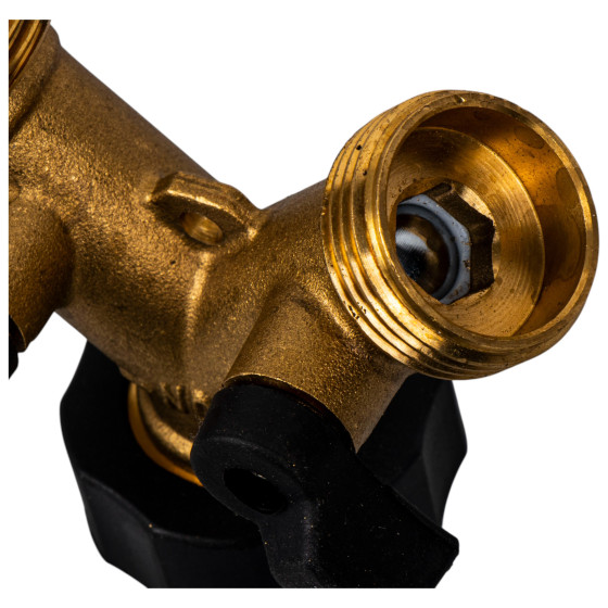 Rozdzielacz 2-drożny z zaworami kulowymi na kran GW 3/4" – Wyjście 2x GZ 3/4"